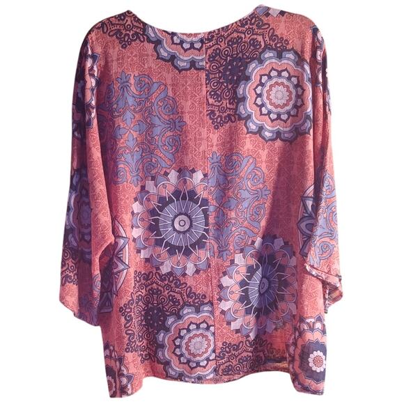 Beyond Capri Made in Italy 100% Cotton Gauze Dusty Rose Tunic Women's One Size - Picture 4 of 6